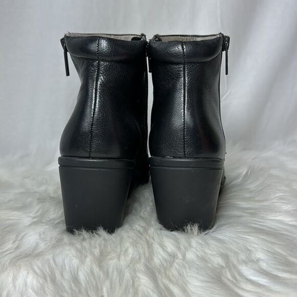 Naturalizer Quineta Black Leather Wedge Ankle Double Side Zip Boot Sz 8.5 WIDE - Picture 4 of 7